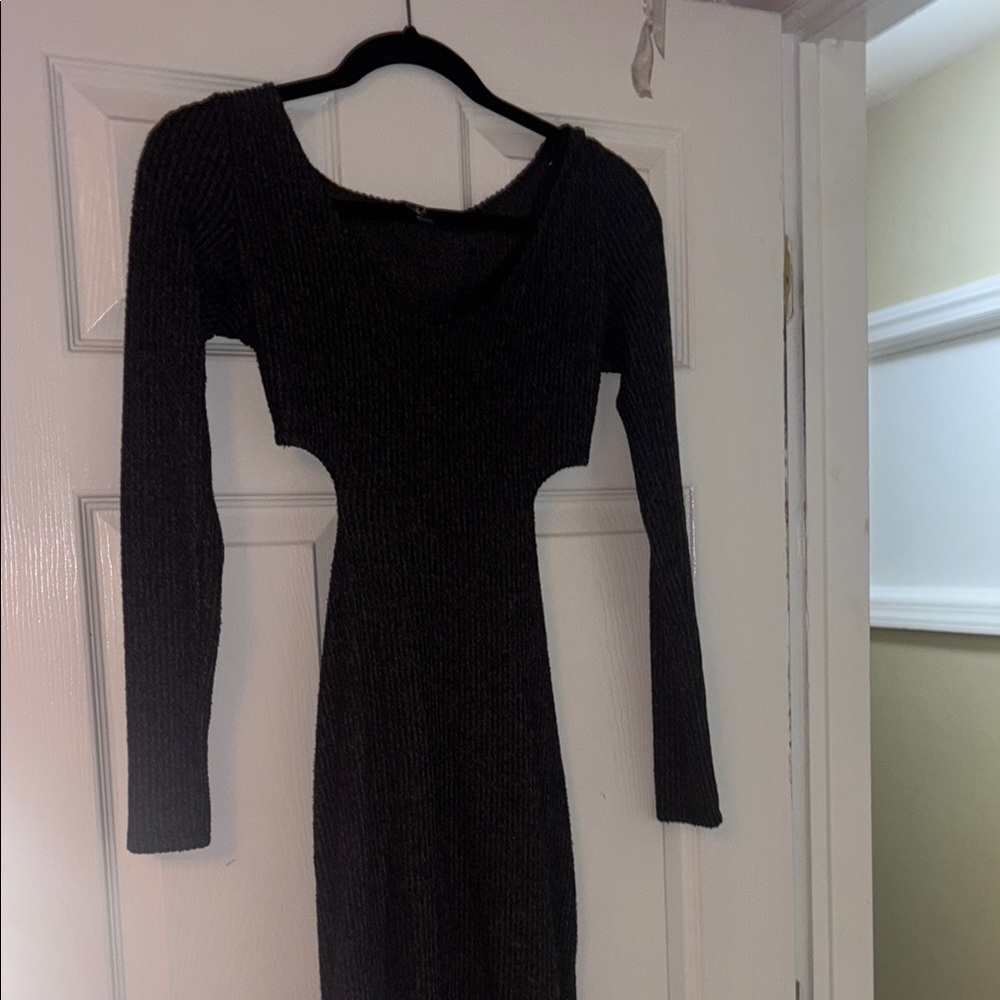 Windsor Black Bodycon Long Sleeve Open Back Dress